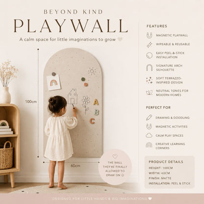 Magnetic Playwall for Kids • Whiteboard & Chalkboard Wall Sticker • Removable Arch Wall Decal for Drawing & Learning