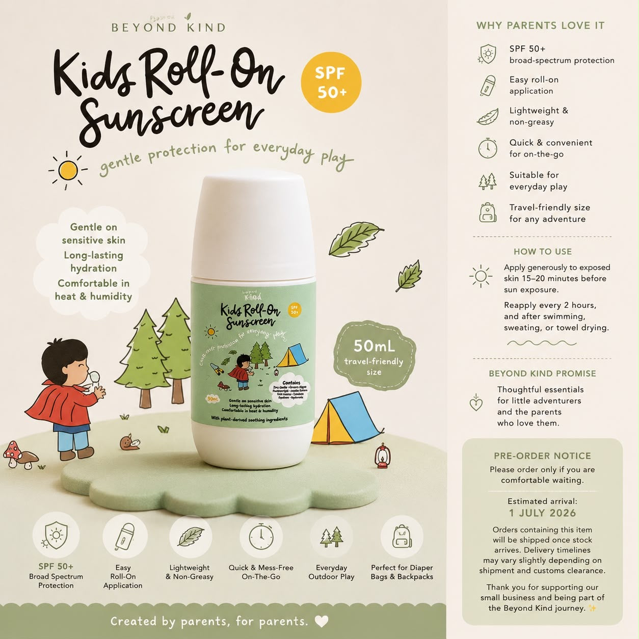 [PRE ORDER - ETA 1st July 2026] Kids Roll On Sunscreen SPF 50+